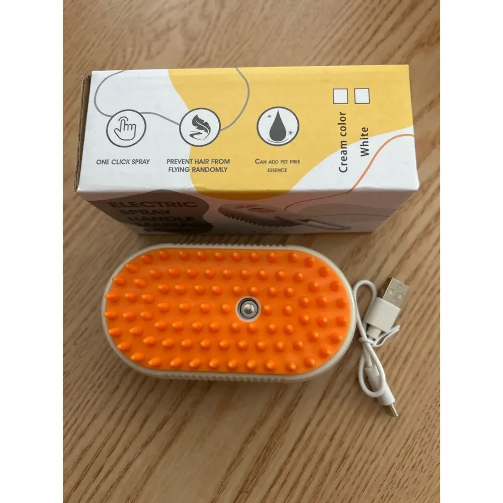 New 3 In 1 Dog Cat Steam Spray Handle Massage Brush grooming USB Rechargeable